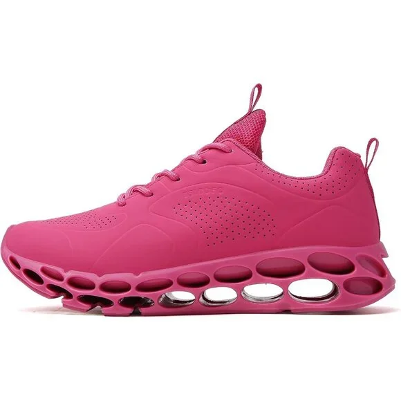 Women's Rose Red Running Walking Non Slip Tennis Blade Athletic Sneakers Shoes - Picture 3 of 7